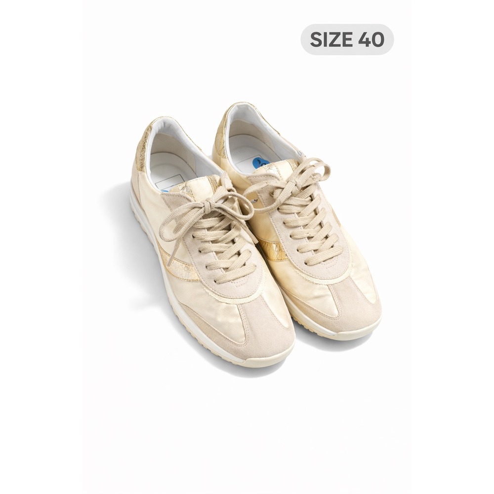 Dolce Vita Sneakers Womens 40 Cream Gold Lace Up Casual Fashion Low Top Shoes